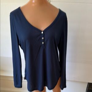 Stars Above Blue Long Sleeve Buttoned Blouse